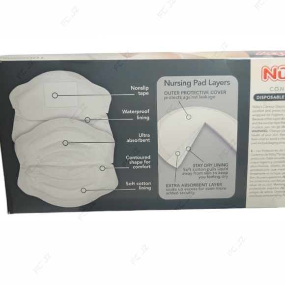 Nuby Stay-Dry Disposable 100 Piece Breast Pads, Black/White, Standard - NEW - Picture 6 of 7